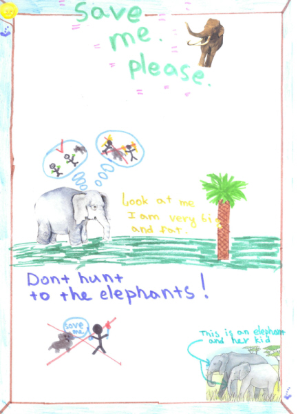 Save the Elephants Poster by Aziza - Astana, Kazakhstan - Eco Kids Show